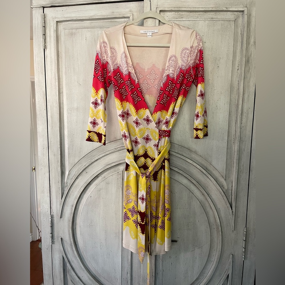 Diane Von Ferstenberg signature wrap-style dress.  Beautiful colors